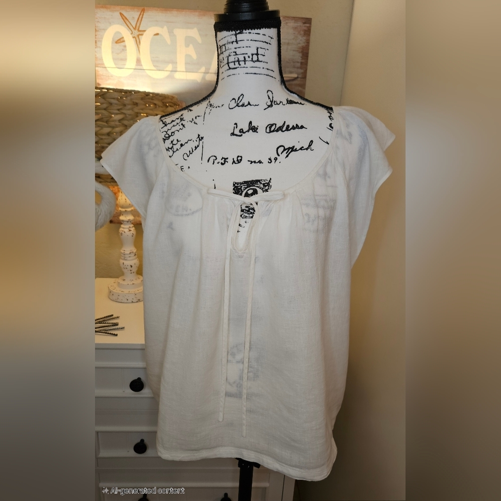 Banana Republic Cream Blouse with Tie Detail